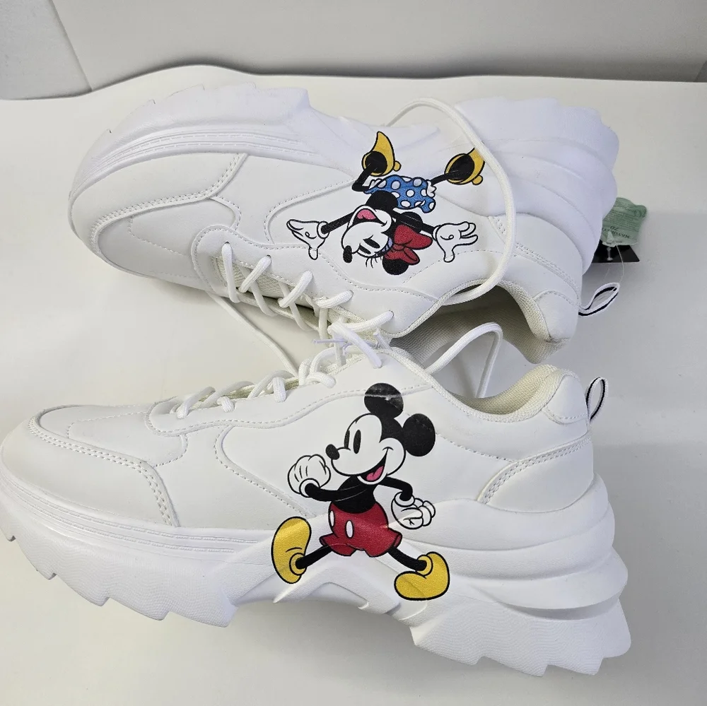 Size 10 - Disney Minnie Mouse and Mickey Mouse White Shoes - Picture 12 of 15